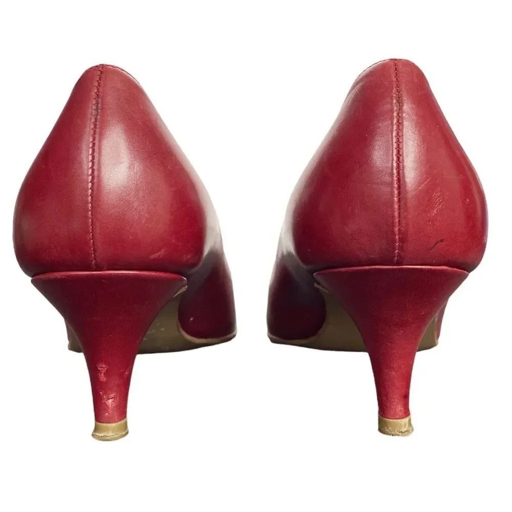 Vintage Marni Red Leather Kitten Heels - Size 5